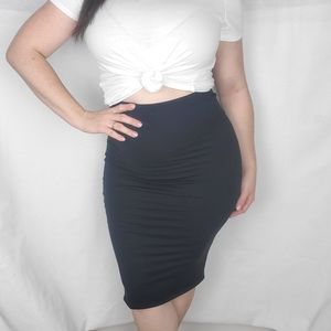 Express Black High-rise Midi Skirt